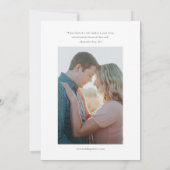 Moderne Minimal elegante Script Bible Verse Hochze Einladung (Rückseite)