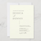 Moderne Minimal Elegante Script Elfenbeinhochzeit Einladung (Vorderseite)