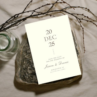 Moderne Minimal Elegante Script Ivory Save the Dat Einladung