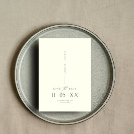 Moderne Minimal Elegante Script Ivory Save the Dat Einladung