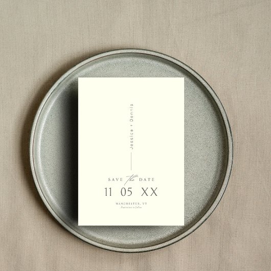 Moderne Minimal Elegante Script Ivory Save the Dat Einladung