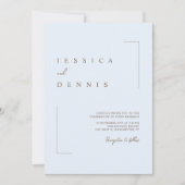 Moderne Minimal Elegante Script Light Blue Wedding Einladung (Vorderseite)