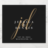 Moderne Minimal elegante Script Monogram Wedding Alkoholflaschenetikett (Einzelnes Label)