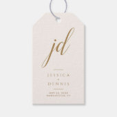 Moderne Minimal elegante Script Monogram Wedding Geschenkanhänger (Vorderseite)