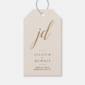 Moderne Minimal elegante Script Monogram Wedding Geschenkanhänger (Vorderseite)