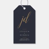 Moderne Minimal elegante Script Monogram Wedding Geschenkanhänger (Rückseite)