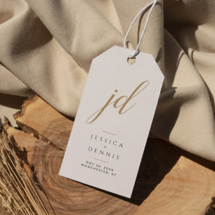 Moderne Minimal elegante Script Monogram Wedding Geschenkanhänger