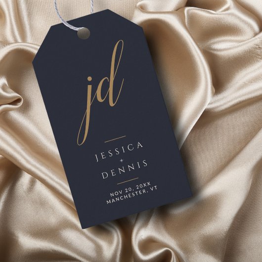 Moderne Minimal elegante Script Monogram Wedding Geschenkanhänger