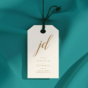 Moderne Minimal elegante Script Monogram Wedding Geschenkanhänger