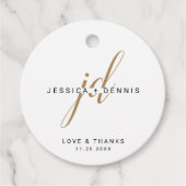 Moderne Minimal elegante Script Monogram Wedding Geschenkanhänger (Vorderseite)