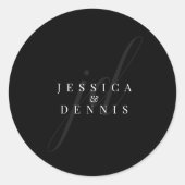 Moderne Minimal elegante Script Monogram Wedding Runder Aufkleber (Vorderseite)