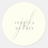 Moderne Minimal elegante Script Monogram Wedding Runder Aufkleber (Vorderseite)