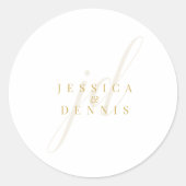 Moderne Minimal elegante Script Monogram Wedding Runder Aufkleber (Vorderseite)