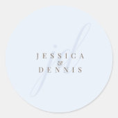 Moderne Minimal elegante Script Monogram Wedding Runder Aufkleber (Vorderseite)