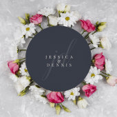 Moderne Minimal elegante Script Monogram Wedding Runder Aufkleber
