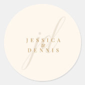 Moderne Minimal elegante Script Monogram Wedding Runder Aufkleber (Vorderseite)
