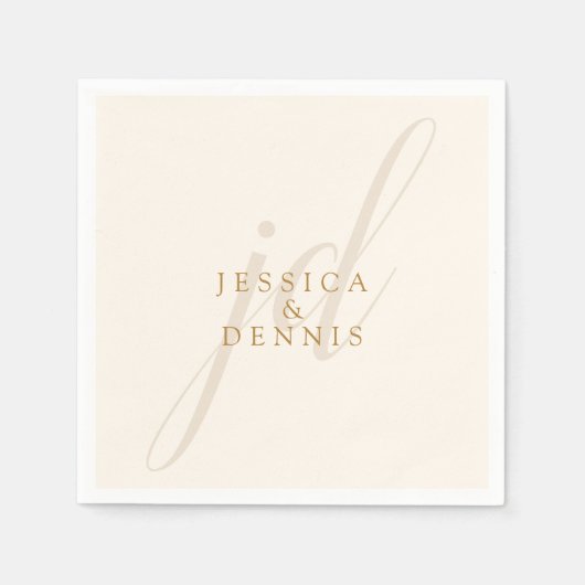 Moderne Minimal elegante Script Monogram Wedding Serviette (Vorderseite)