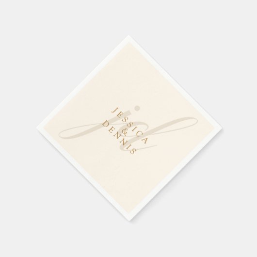 Moderne Minimal elegante Script Monogram Wedding Serviette (Ecke)
