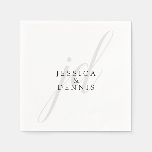 Moderne Minimal elegante Script Monogram Wedding Serviette (Vorderseite)