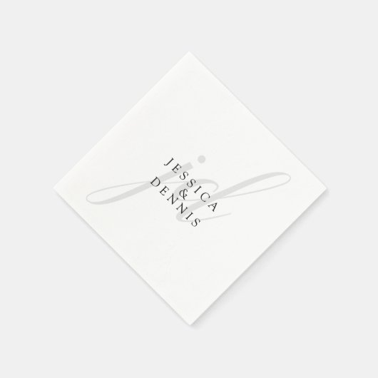 Moderne Minimal elegante Script Monogram Wedding Serviette (Ecke)