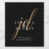 Moderne Minimal elegante Script Monogram Wedding Weinetikett (Einzelnes Label)