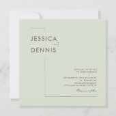 Moderne Minimal Elegante Script Sage Square Weddin Einladung (Vorderseite)