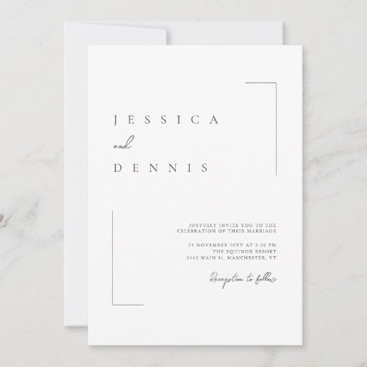 Moderne Minimal elegante Script Typografy Wedding Einladung (Vorderseite)