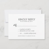 Moderne Minimal elegante Typografie Script Wedding RSVP Karte (Rückseite)