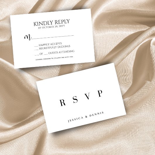 Moderne Minimal elegante Typografie Script Wedding RSVP Karte