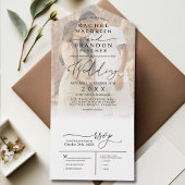 Moderne Minimal Elegantes Schwarz-weißes Foto Hoch All In One Einladung