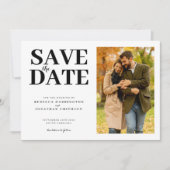 Moderne Minimal Elegantes Schwarz-weißes Foto Hoch Save The Date (Vorderseite)
