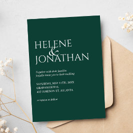 Moderne Minimal Emerald Green Elegante Hochzeit Einladung