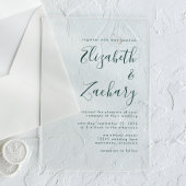 Moderne Minimal Emerald Green Script Wedding Acryleinladungen