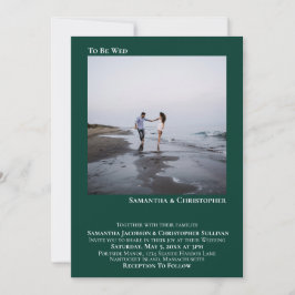 Moderne Minimal Emerald Green Simple Foto Wedding Einladung