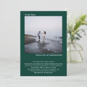 Moderne Minimal Emerald Green Simple Foto Wedding Einladung (Stehend Vorderseite)