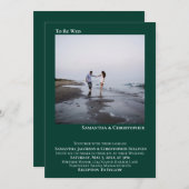 Moderne Minimal Emerald Green Simple Foto Wedding Einladung (Vorne/Hinten)