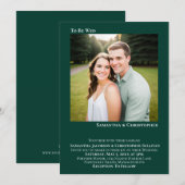 Moderne Minimal Emerald Green Simple Foto Wedding Einladung (Vorne/Hinten)