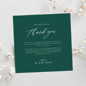 Moderne Minimal Emerald Green Wedding Dankeskarte