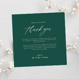 Moderne Minimal Emerald Green Wedding Dankeskarte