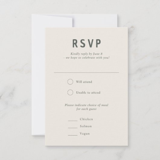 Moderne Minimal-Fern-Botanische Holzheirat RSVP Karte (Vorderseite)