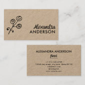 Moderne Minimal-floral-Kraft-Script Visitenkarte (Vorne/Hinten)