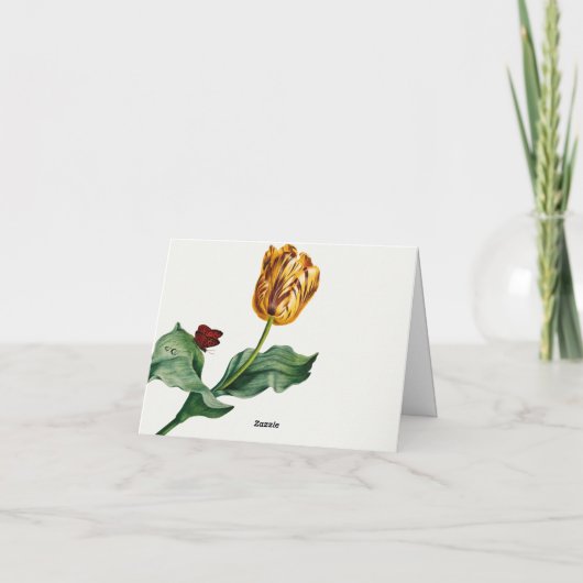 Moderne Minimal Floral Tulip Dankeskarte (Rückseite)