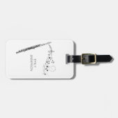 Moderne Minimal-Flute Schwarz-Weiß-Monogramm Gepäckanhänger (Vorderseite horizontal)