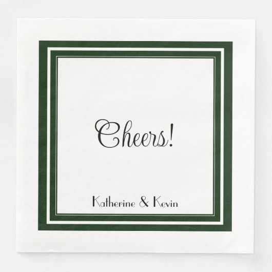 Moderne Minimal Forest Green White Wedding Serviette (Vorderseite)