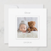 Moderne Minimal Foto Baby Boy Geburtsankündigung (Vorderseite)