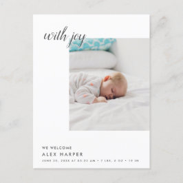 Moderne Minimal Foto Collage Birth Ankündigungspostkarte