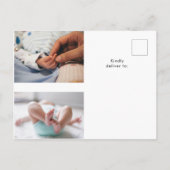 Moderne Minimal Foto Collage Birth Ankündigungspostkarte (Rückseite)