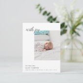Moderne Minimal Foto Collage Birth Ankündigungspostkarte (Stehend Vorderseite)
