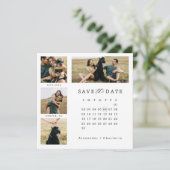 Moderne Minimal Foto Grid Collage Stilvoller Kalen Save The Date (Stehend Vorderseite)