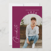 Moderne Minimal Foto Maroon Graduation Party Einladung (Vorderseite)
